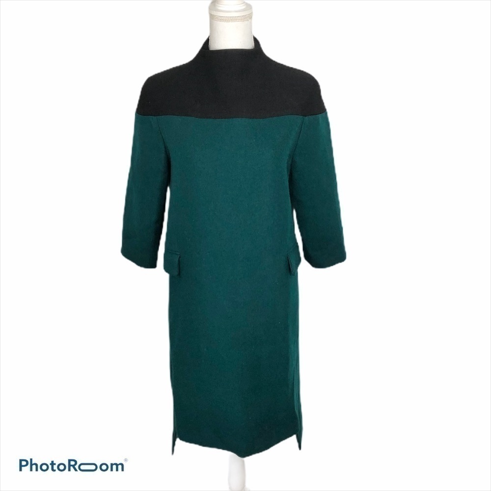 Stylewe Wool Minimalist Green Mock Neck Dress NWT Medium Women’s